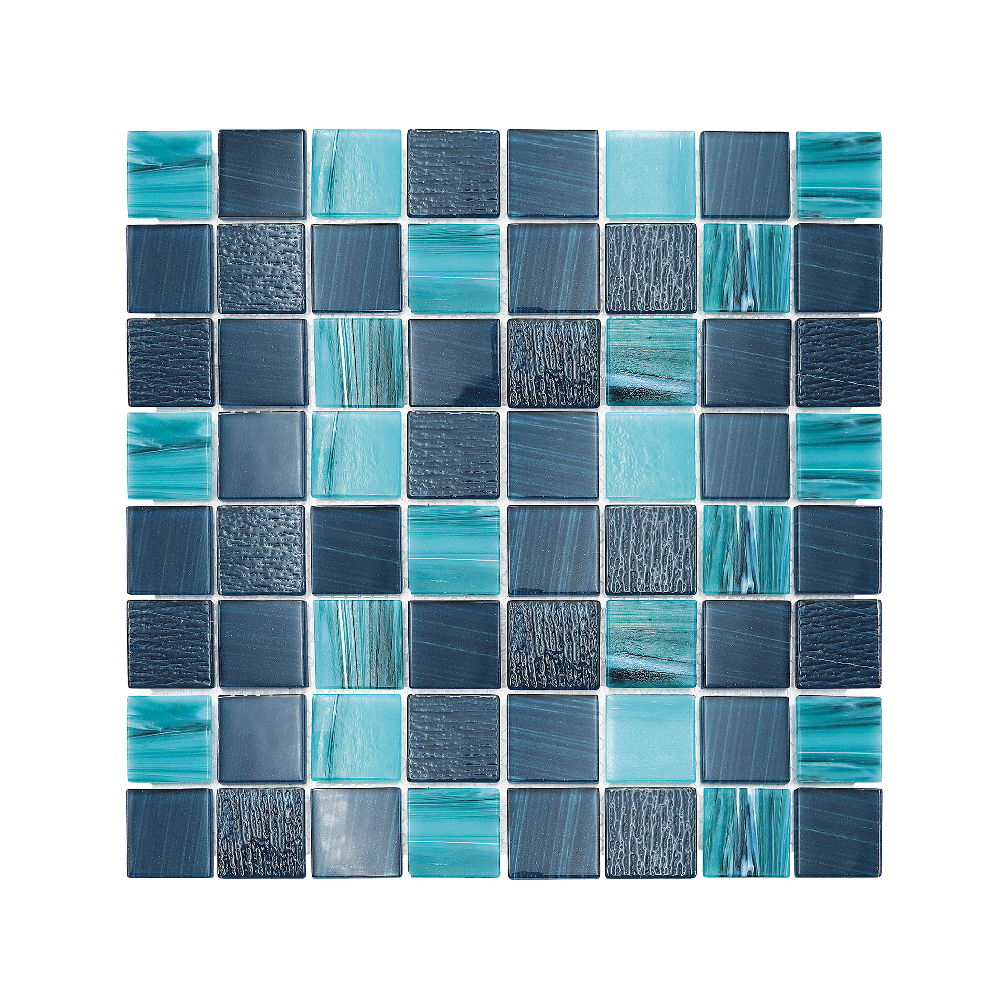A dark and light blue pool mosaic